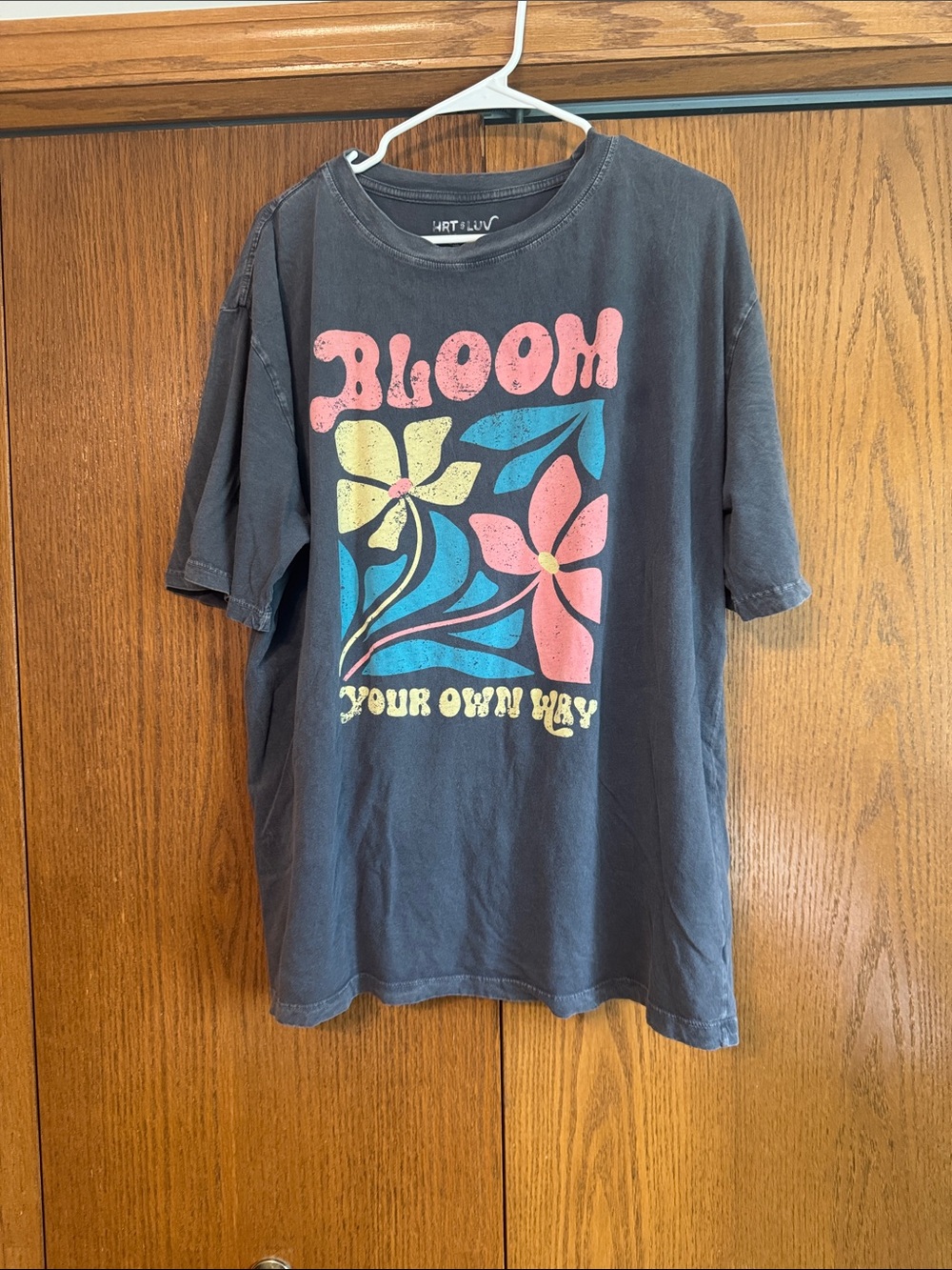 HRT & LUV “Bloom your own way” Graphic Tee - Black w/ Pink, Blue & Yellow Floral